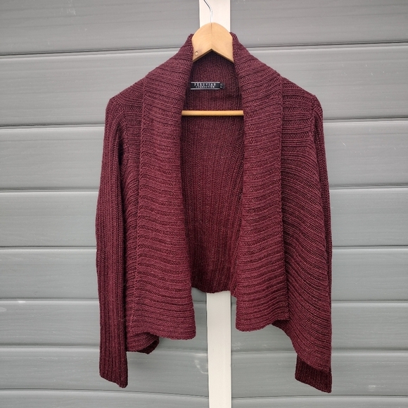 Peruvian Connection Open Front Waterfall Cardigan Size XS Alpaca Maroon Sweater - Picture 1 of 6